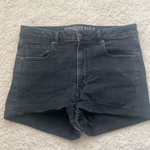 American Eagle size 12 super super stretch black jean shorts